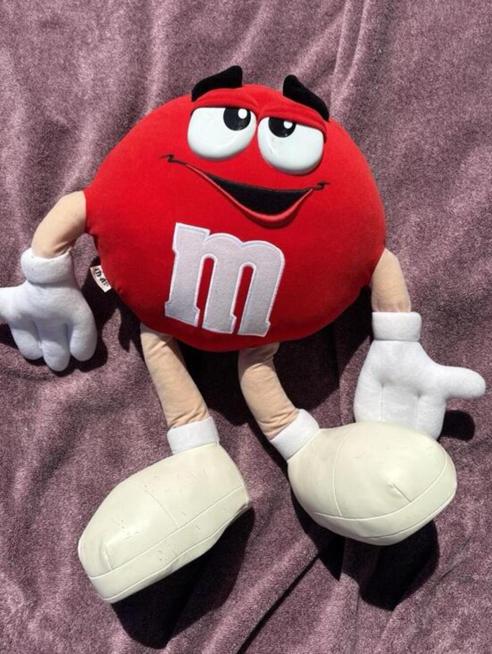 RARE Vintage Giant Over 20" Tall Red M&M Plush 1997, Vinyl Shoes Plastic Eyes